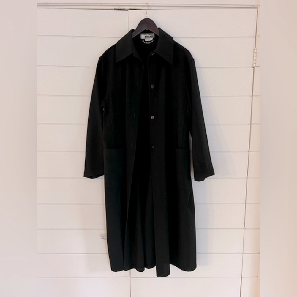 Salvatore Ferragamo Black Long Wool Coat Liner - Picture 2 of 11